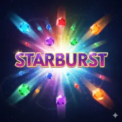 Starburst slot at Bally Casino UK with colourful gems and re-spin wilds